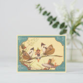 "ヴィンテージ妖精クリスマスカード"の郵便はがき シーズンポストカード (スタンド正面)