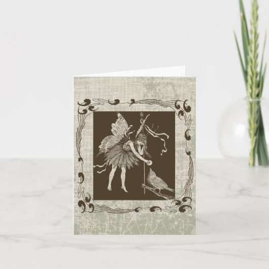 ヴィンテージ妖精&バードノートカード ノートカード (正面)