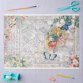 ヴィンテージ妖精、小妖精や小人&蝶のデコページ 薄葉紙 (クラフト)