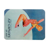 ヴィンテージ姿スケートで滑るアイスカパデス マグネット (横)