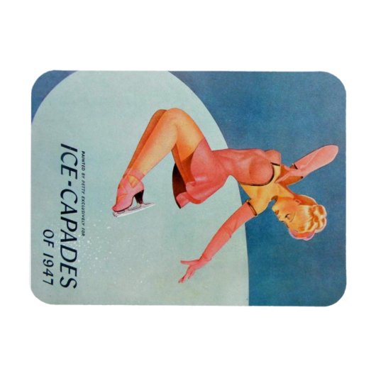 ヴィンテージ姿スケートで滑るアイスカパデス マグネット (横)