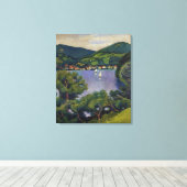 ヴィンテージ威厳があるビューをテガーンビューから キャンバスプリント (インサイチュ (ウッドフロア))