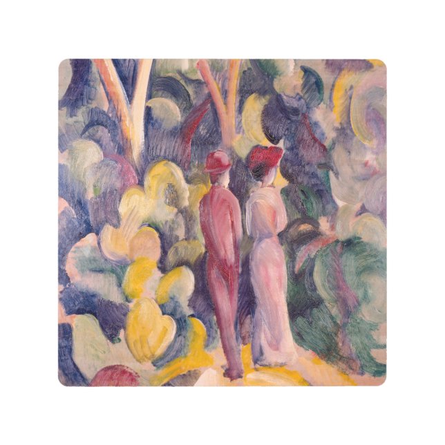 ヴィンテージ威厳があるマケカップルの森の道 メタルプリント (正面)