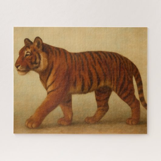 ヴィンテージ威厳のあるタイガーウォームマホガニートーン ジグソーパズル (横)