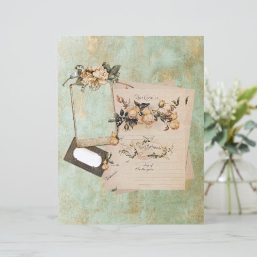 ヴィンテージ婚姻証明書とラベル (スタンド正面)