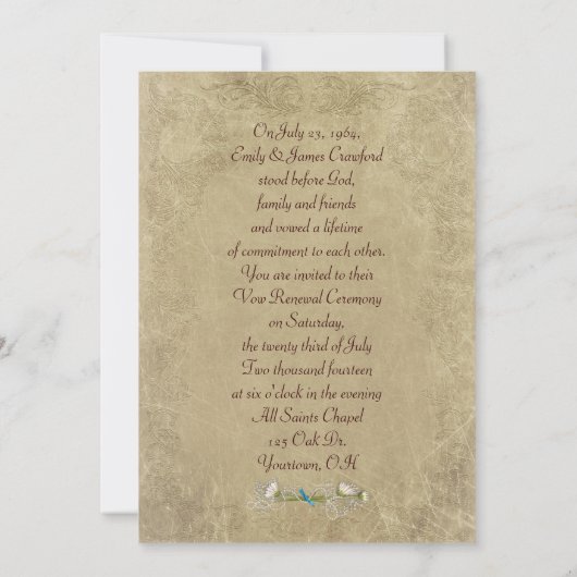 ヴィンテージ婚姻証明書 招待状 (裏面)