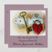 ヴィンテージ婚約お祝い 招待状 (正面/裏面)