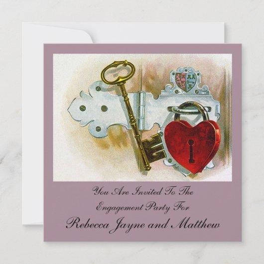 ヴィンテージ婚約お祝い 招待状 (正面)