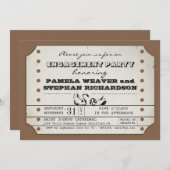 ヴィンテージ婚約チケットタイポグラフィ招待状 招待状 (正面/裏面)