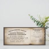 ヴィンテージ婚約パーティチケットタイポグラフィデザイン 招待状 (スタンド正面)