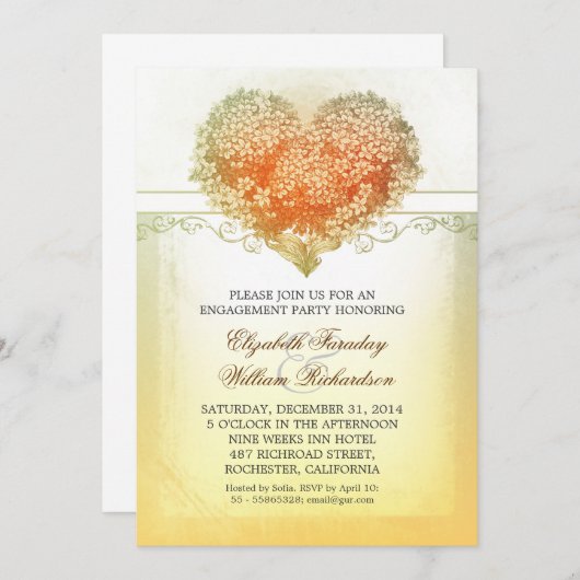 ヴィンテージ婚約パーティ招待状 招待状 (正面/裏面)