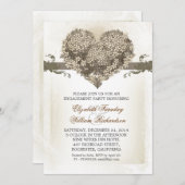 ヴィンテージ婚約パーティ招待状 招待状 (正面/裏面)