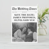 ヴィンテージ婚約結婚の新聞スタイル写真 セーブザデート (スタンド正面)