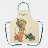ヴィンテージ子おもちゃ電話で話すかわいい金髪の女の子 エプロン (正面)