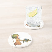 ヴィンテージ子おもちゃ電話で話すかわいい金髪の女の子 コースター (側面)