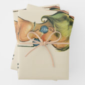 ヴィンテージ子おもちゃ電話で話すかわいい金髪の女の子 ラッピングペーパーシート (インサイチュ)