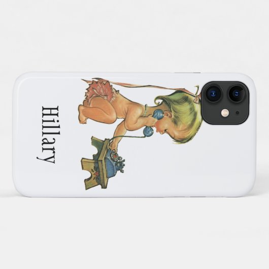 ヴィンテージ子おもちゃ電話で話すかわいい金髪の女の子 Case-Mate iPhoneケース (裏面(横))