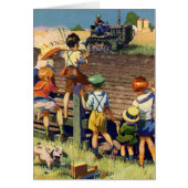 ヴィンテージ子がローカル農家オントラクターに手を振る (正面)