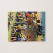 ヴィンテージ子がローカル農家オントラクターに手を振る ジグソーパズル (横)