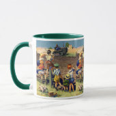 ヴィンテージ子がローカル農家オントラクターに手を振る マグカップ (左)