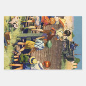 ヴィンテージ子がローカル農家オントラクターに手を振る ラッピングペーパーシート (正面2)