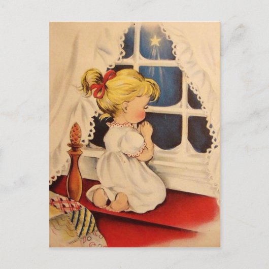 ヴィンテージ子ことわざ祈りの言葉 ポストカード (正面)