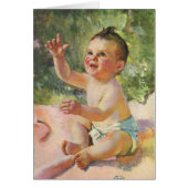 ヴィンテージ子どもピンク毛布のかわいい赤ちゃん (正面)