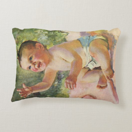 ヴィンテージ子どもピンク毛布のかわいい赤ちゃん アクセントクッション (裏面)