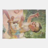 ヴィンテージ子どもピンク毛布のかわいい赤ちゃん キッチンタオル (横)