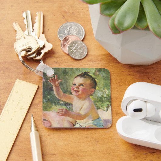 ヴィンテージ子どもピンク毛布のかわいい赤ちゃん キーホルダー (デスク)