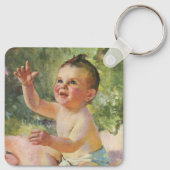 ヴィンテージ子どもピンク毛布のかわいい赤ちゃん キーホルダー (裏面)