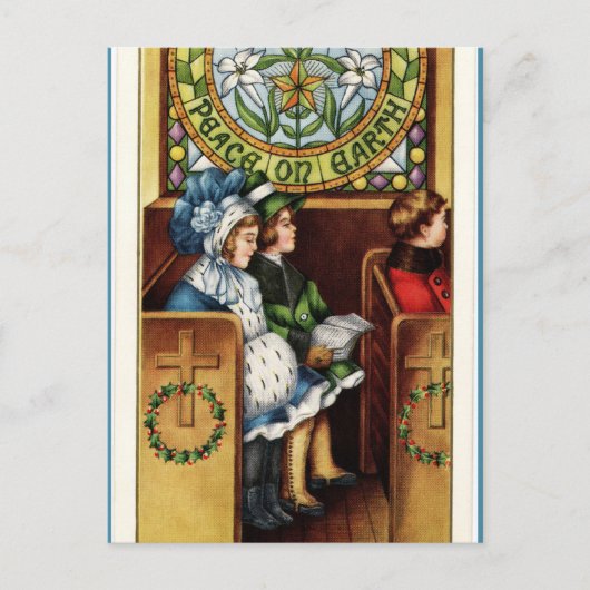 ヴィンテージ子ども教会の平和オン・アース・クリスマス ポストカード (正面)