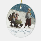 ヴィンテージ子ども絵画のスケッチ セラミックオーナメント (左)