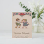 ヴィンテージ子ども踊り遊ハートバレンタイン シーズンポストカード (スタンド正面)