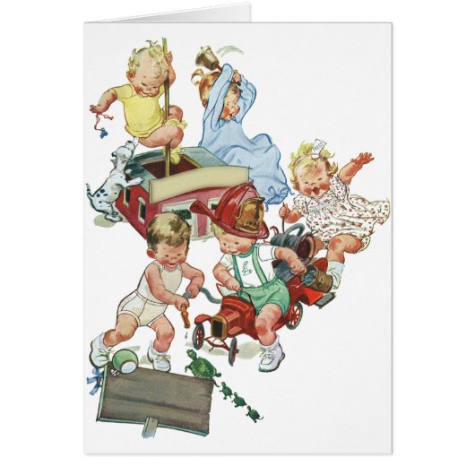 ヴィンテージ子ども達遊が消防車で遊ぶ (正面)