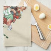 ヴィンテージ子ども達遊が消防車で遊ぶ キッチンタオル (四つ折り)