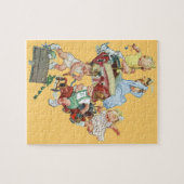 ヴィンテージ子ども達遊が消防車で遊ぶ ジグソーパズル (横)