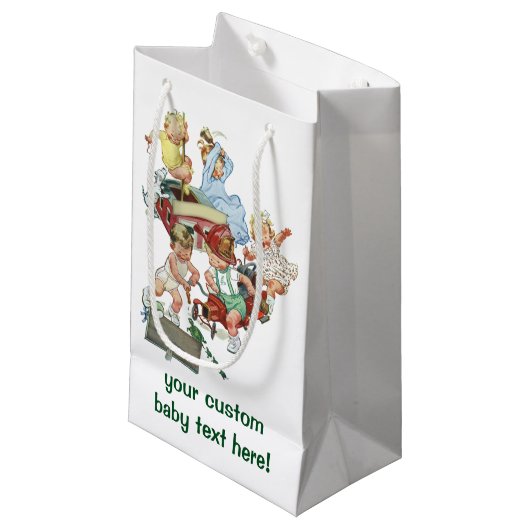 ヴィンテージ子ども達遊が消防車で遊ぶ スモールペーパーバッグ (正面アングル)