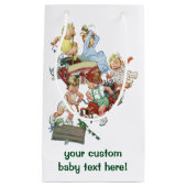 ヴィンテージ子ども達遊が消防車で遊ぶ スモールペーパーバッグ (正面)