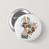 ヴィンテージ子ども達遊が消防車で遊ぶ 缶バッジ (正面&裏面)