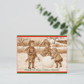 ヴィンテージ子ども雪だるま思い出はがき シーズンポストカード (スタンド正面)