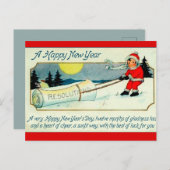 ヴィンテージ子の引き上げ決議ハッピーニューイヤー ポストカード (正面/裏面)