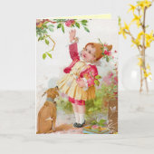 ヴィンテージ子の誕生日カード カード (黄色い花)