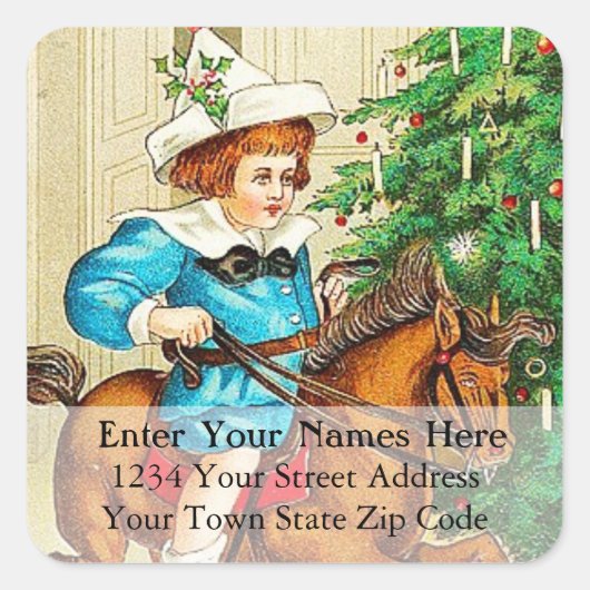 ヴィンテージ子オンロッキングホース住所 シール (正面)