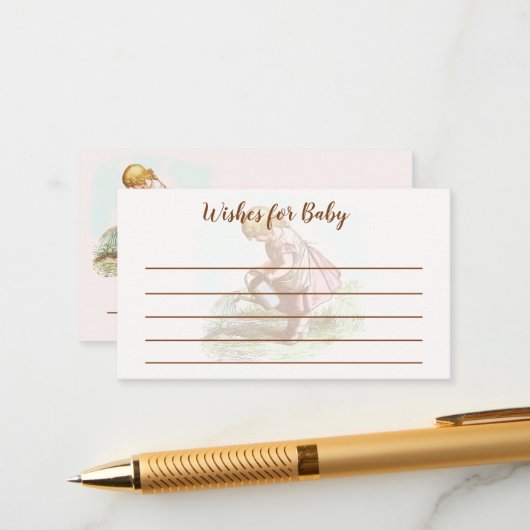 ヴィンテージ子スケッチガーデンパーティーベビーシャワー エンクロージャーカード (正面/裏面インサイチュ)