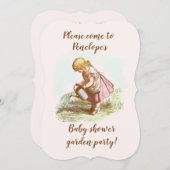 ヴィンテージ子スケッチガーデンパーティーベビーシャワー 招待状 (正面/裏面)