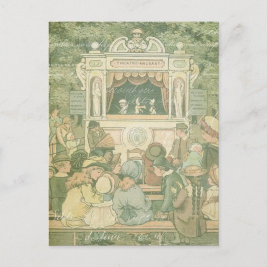 ヴィンテージ子ストーリーブックパペットショーコラージュ ポストカード (正面)