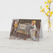 ヴィンテージ子チェスゲームのノートカード カード (黄色い花)