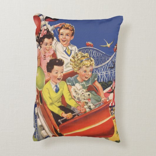 ヴィンテージ子バルーン犬ローラーコースター乗り アクセントクッション (裏面(縦))