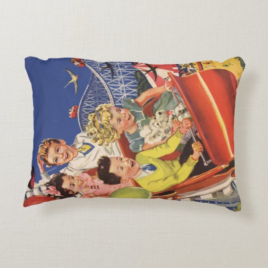 ヴィンテージ子バルーン犬ローラーコースター乗り アクセントクッション (裏面)